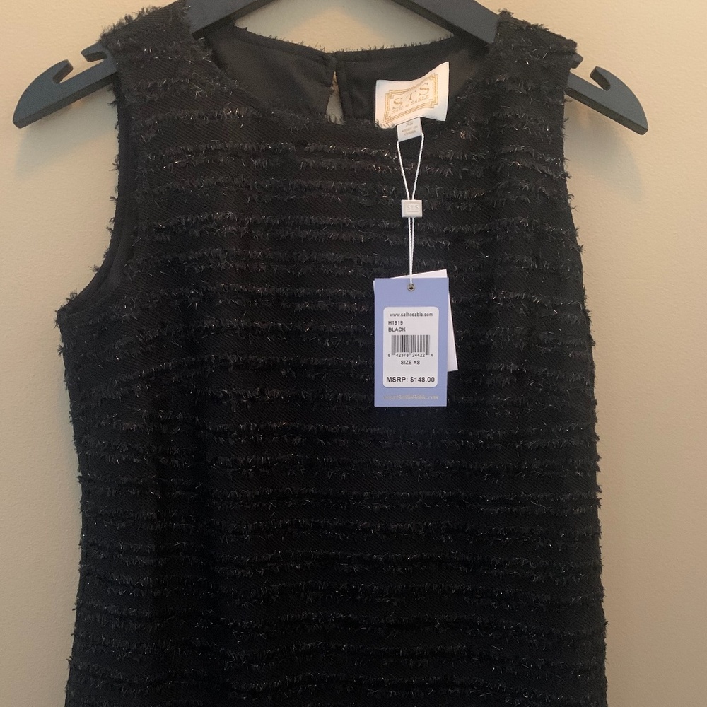 Sail to Sable sparkle fringe mesh sleeveless top - black - XS - Retail $148 NWT